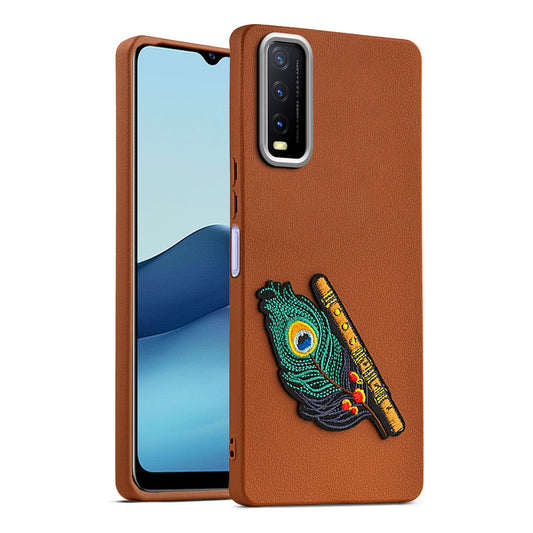 Sleek Textured Silicone Case for Vivo Y20 Featuring Divine Embroidery on the Back