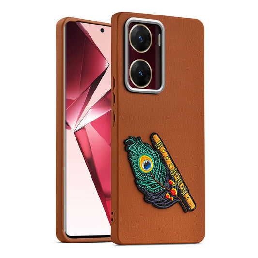 Sleek Textured Silicone Case for Vivo V29e 5G Featuring Divine Embroidery on the Back