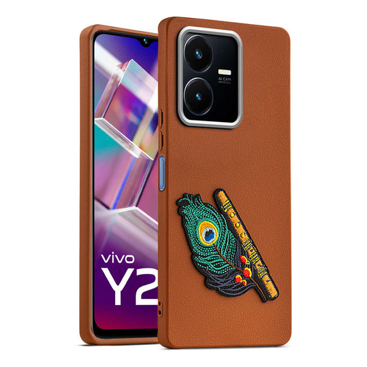 Sleek Textured Silicone Case for Vivo Y22 Featuring Divine Embroidery on the Back