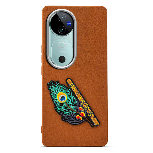 Sleek Textured Silicone Case for Vivo V40 5G Featuring Divine Embroidery on the Back