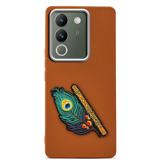 Sleek Textured Silicone Case for Vivo Y200 5G Featuring Divine Embroidery on the Back