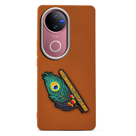 Sleek Textured Silicone Case for Vivo V50 5G Featuring Divine Embroidery on the Back