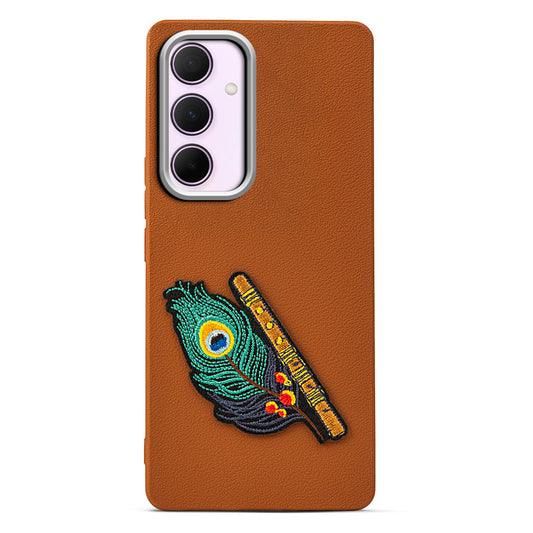 Sleek Textured Silicone Case for Samsung A35 5G Featuring Divine Embroidery on the Back