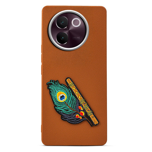 Sleek Textured Silicone Case for Vivo V30e 5G Featuring Divine Embroidery on the Back