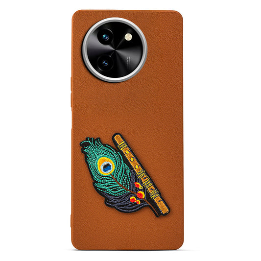 Sleek Textured Silicone Case for Vivo T3x 5G Featuring Divine Embroidery on the Back