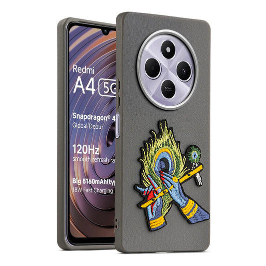 Sleek Textured Silicone Case for Redmi A4 5G Featuring Divine Embroidery on the Back