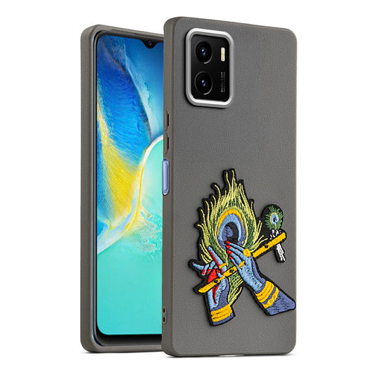 Sleek Textured Silicone Case for Vivo Y15S Featuring Divine Embroidery on the Back