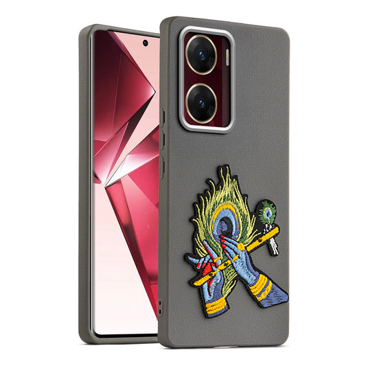 Sleek Textured Silicone Case for Vivo V29e 5G Featuring Divine Embroidery on the Back