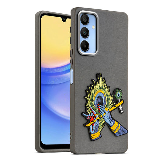 Sleek Textured Silicone Case for Samsung A15 5G Featuring Divine Embroidery on the Back