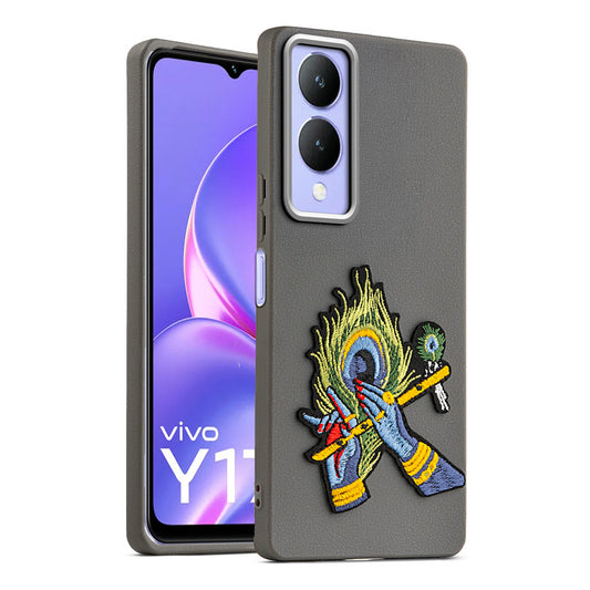 Sleek Textured Silicone Case for Vivo Y17s Featuring Divine Embroidery on the Back