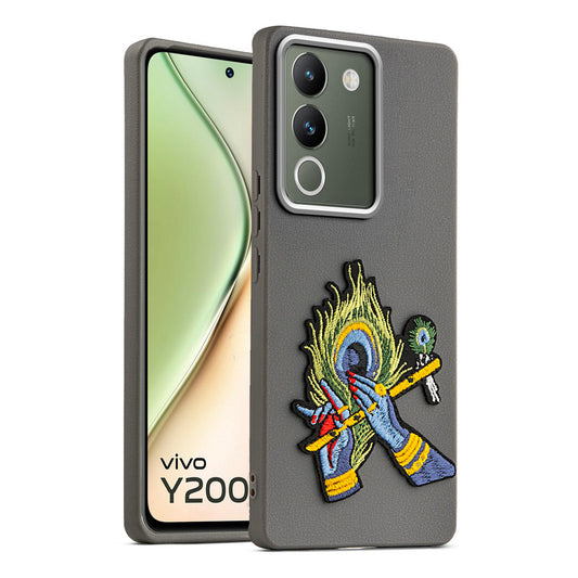 Sleek Textured Silicone Case for Vivo Y200 5G Featuring Divine Embroidery on the Back
