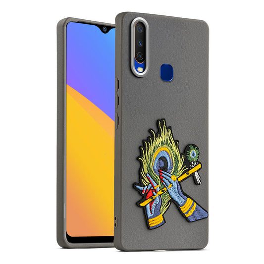 Sleek Textured Silicone Case for Vivo Y12 Featuring Divine Embroidery on the Back