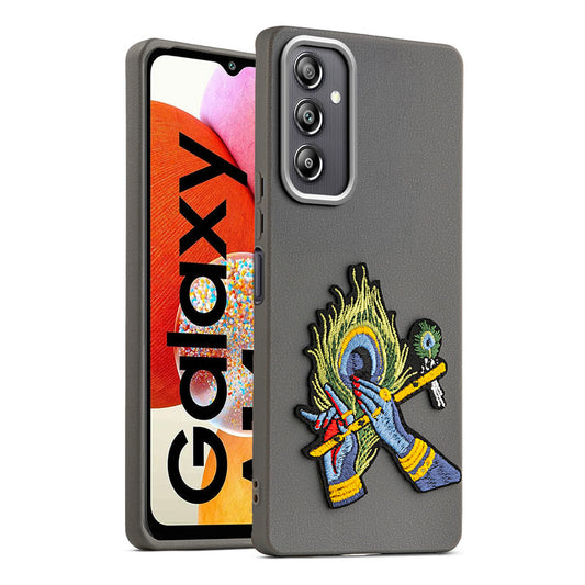 Sleek Textured Silicone Case for Samsung A14 4G Featuring Divine Embroidery on the Back