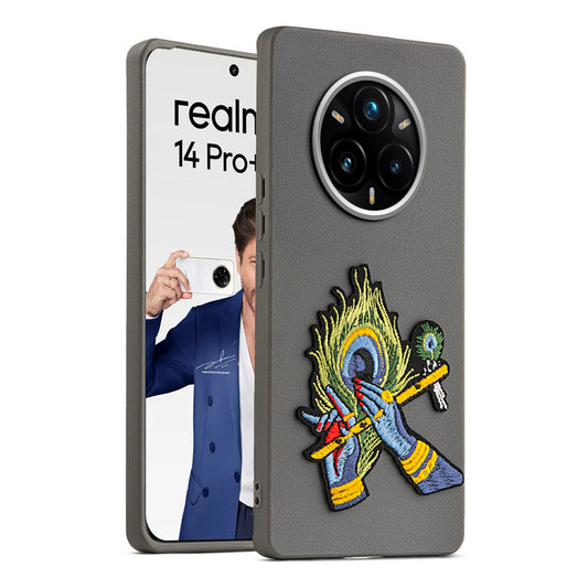 Sleek Textured Silicone Case for Realme 14 Pro Plus 5G Featuring Divine Embroidery on the Back