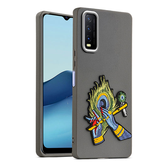 Sleek Textured Silicone Case for Vivo Y20 Featuring Divine Embroidery on the Back