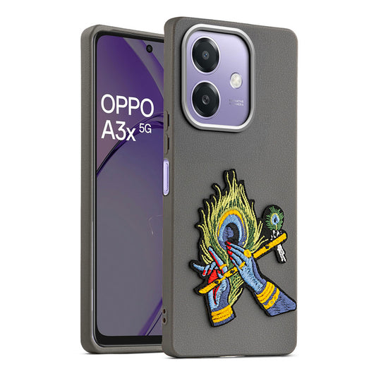 Sleek Textured Silicone Case for Oppo A3x 5G Featuring Divine Embroidery on the Back
