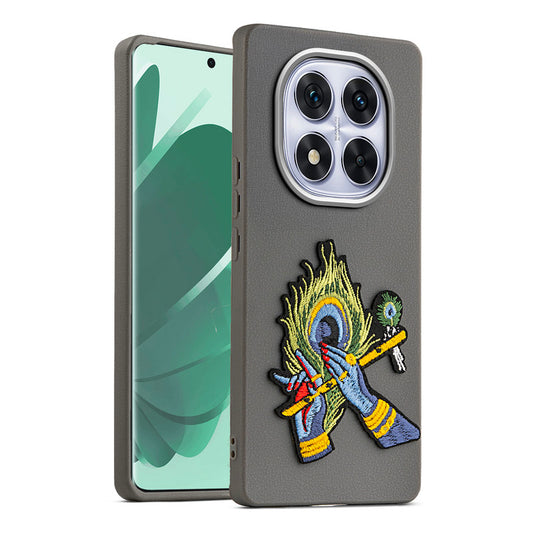 Sleek Textured Silicone Case for Redmi Note 14 Pro 5G Featuring Divine Embroidery on the Back