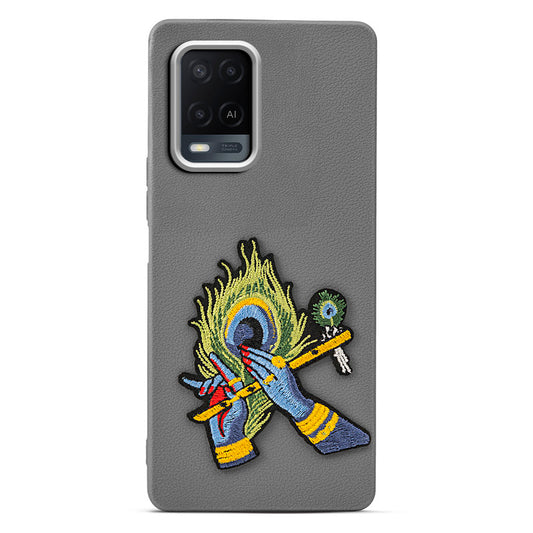 Sleek Textured Silicone Case for Oppo A54 4G Featuring Divine Embroidery on the Back
