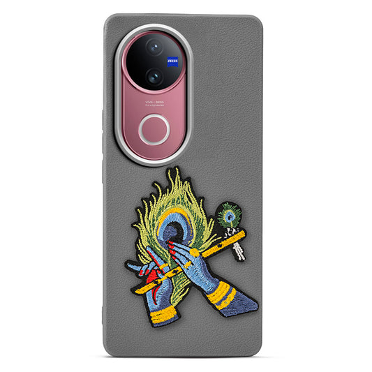 Sleek Textured Silicone Case for Vivo V50 5G Featuring Divine Embroidery on the Back