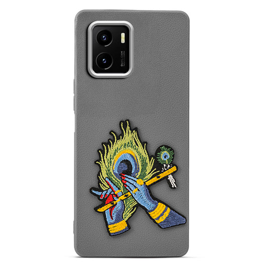 Sleek Textured Silicone Case for Vivo Y15S Featuring Divine Embroidery on the Back