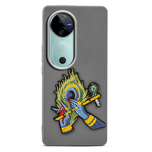 Sleek Textured Silicone Case for Vivo V40 5G Featuring Divine Embroidery on the Back