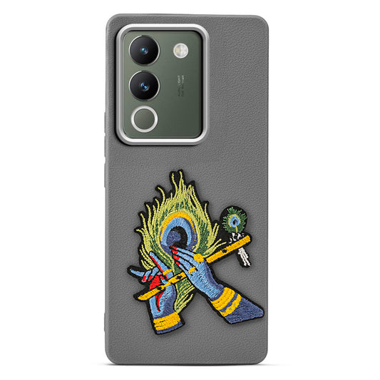 Sleek Textured Silicone Case for Vivo Y200 5G Featuring Divine Embroidery on the Back