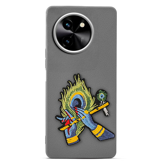 Sleek Textured Silicone Case for Vivo T3x 5G Featuring Divine Embroidery on the Back