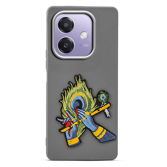Sleek Textured Silicone Case for Oppo A3x 5G Featuring Divine Embroidery on the Back