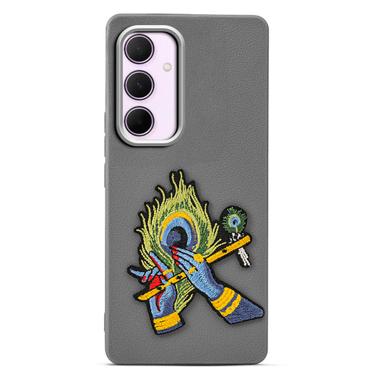 Sleek Textured Silicone Case for Samsung A35 5G Featuring Divine Embroidery on the Back