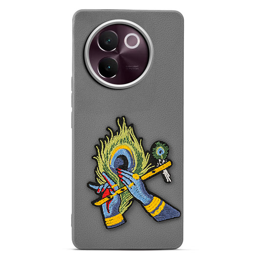 Sleek Textured Silicone Case for Vivo V30e 5G Featuring Divine Embroidery on the Back