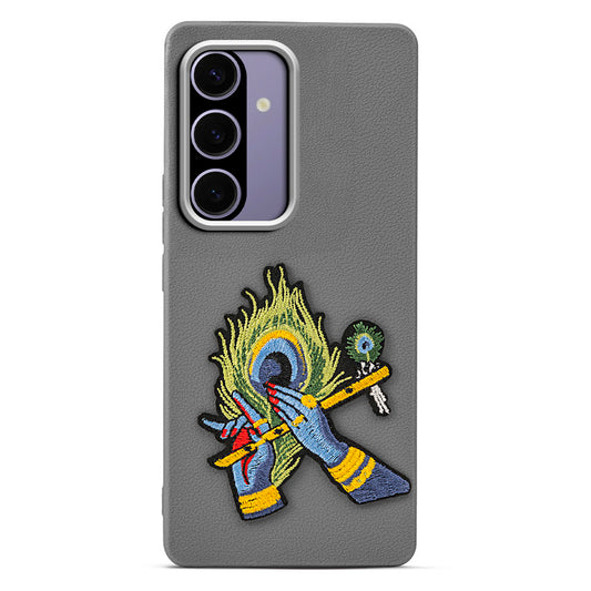 Sleek Textured Silicone Case for Samsung A56 5G Featuring Divine Embroidery on the Back