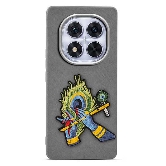 Sleek Textured Silicone Case for Redmi Note 14 Pro 5G Featuring Divine Embroidery on the Back