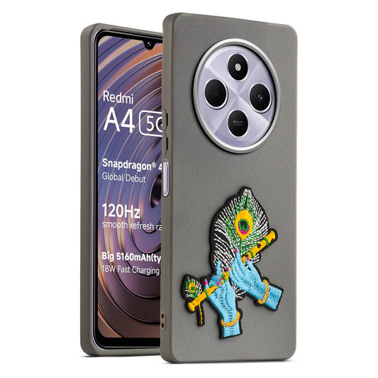 Sleek Textured Silicone Case for Redmi A4 5G Featuring Divine Embroidery on the Back