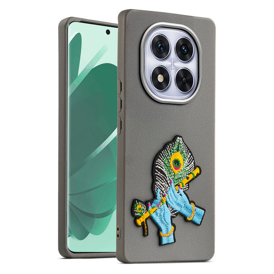 Sleek Textured Silicone Case for Redmi Note 14 Pro 5G Featuring Divine Embroidery on the Back