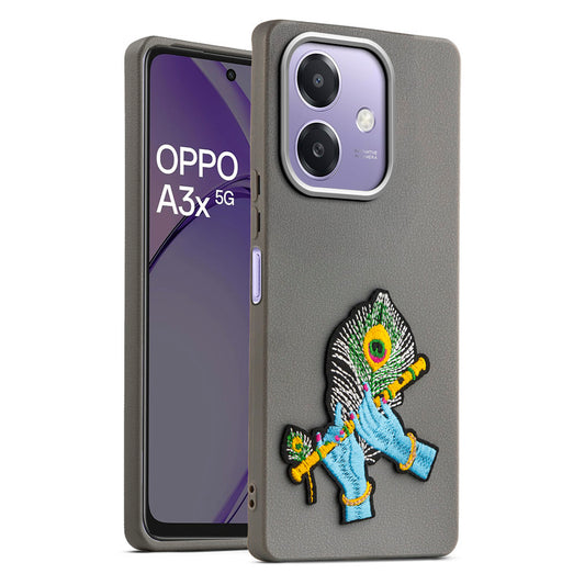 Sleek Textured Silicone Case for Oppo A3x 5G Featuring Divine Embroidery on the Back