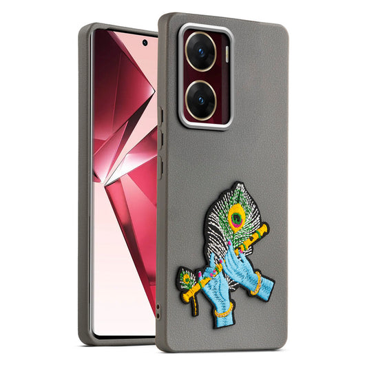 Sleek Textured Silicone Case for Vivo V29e 5G Featuring Divine Embroidery on the Back