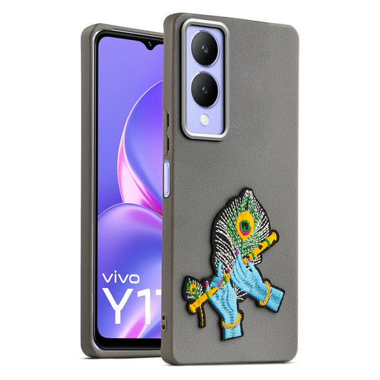 Sleek Textured Silicone Case for Vivo Y17s Featuring Divine Embroidery on the Back