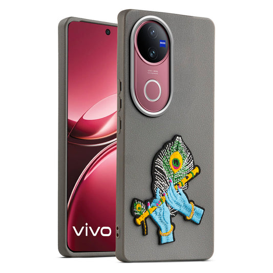 Sleek Textured Silicone Case for Vivo V50 5G Featuring Divine Embroidery on the Back