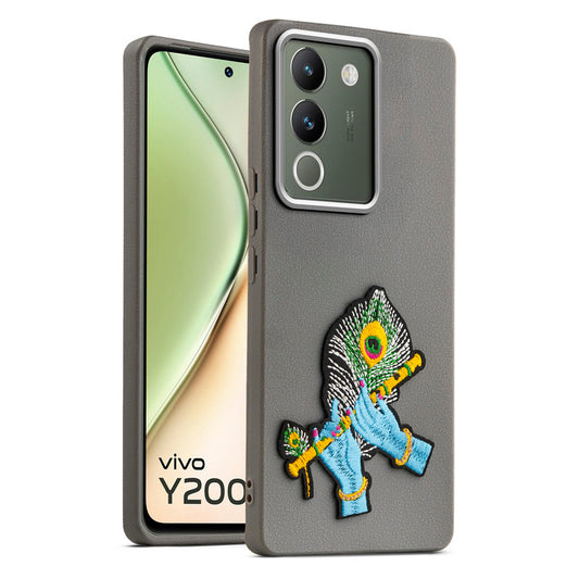 Sleek Textured Silicone Case for Vivo Y200 5G Featuring Divine Embroidery on the Back