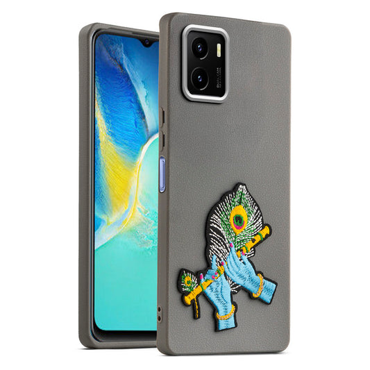 Sleek Textured Silicone Case for Vivo Y15S Featuring Divine Embroidery on the Back