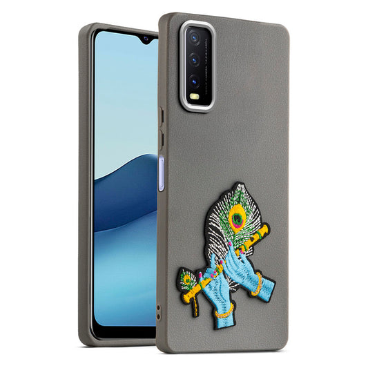 Sleek Textured Silicone Case for Vivo Y20 Featuring Divine Embroidery on the Back