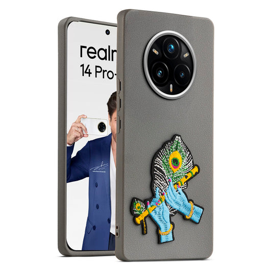 Sleek Textured Silicone Case for Realme 14 Pro Plus 5G Featuring Divine Embroidery on the Back