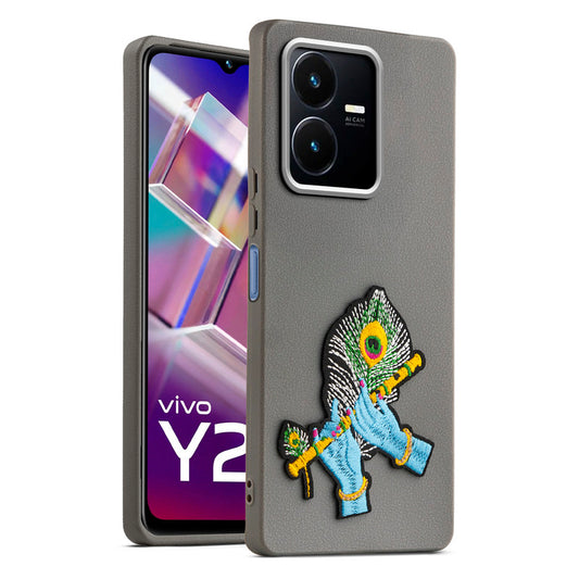 Sleek Textured Silicone Case for Vivo Y22 Featuring Divine Embroidery on the Back
