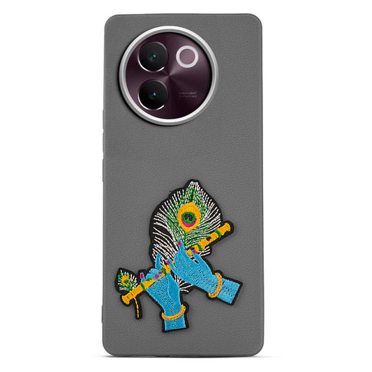 Sleek Textured Silicone Case for Vivo V30e 5G Featuring Divine Embroidery on the Back