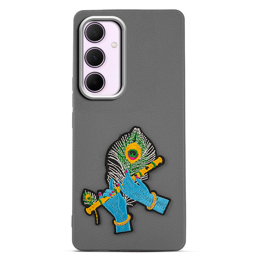 Sleek Textured Silicone Case for Samsung A35 5G Featuring Divine Embroidery on the Back