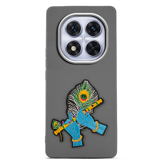 Sleek Textured Silicone Case for Redmi Note 14 Pro 5G Featuring Divine Embroidery on the Back