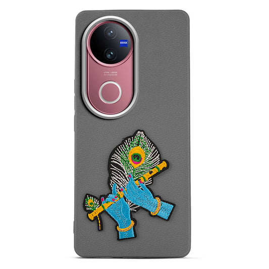 Sleek Textured Silicone Case for Vivo V50 5G Featuring Divine Embroidery on the Back