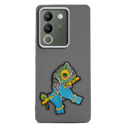 Sleek Textured Silicone Case for Vivo Y200 5G Featuring Divine Embroidery on the Back