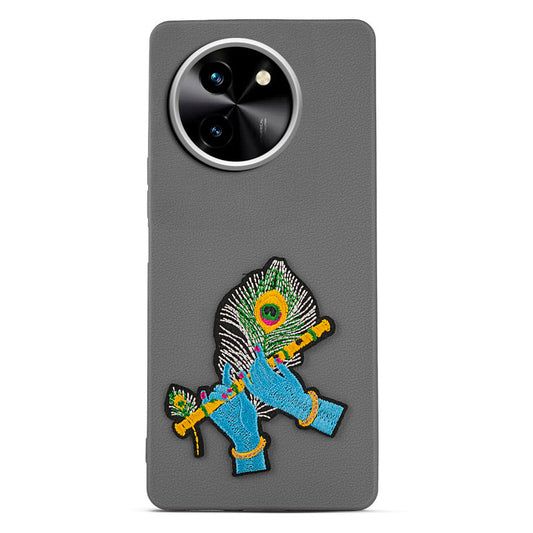 Sleek Textured Silicone Case for Vivo T3x 5G Featuring Divine Embroidery on the Back
