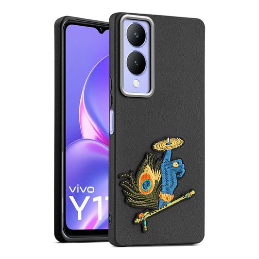 Sleek Textured Silicone Case for Vivo Y17s Featuring Divine Embroidery on the Back